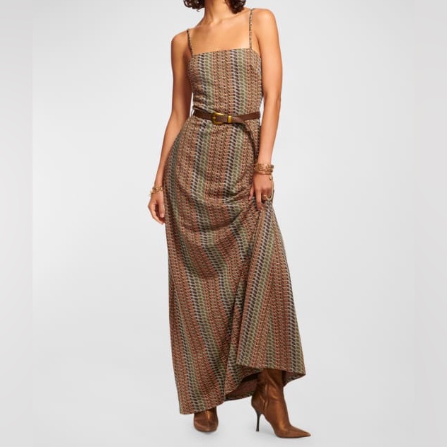 Ramy Brooke Walker Green And Orange Maxi Dress Nwt Size 0